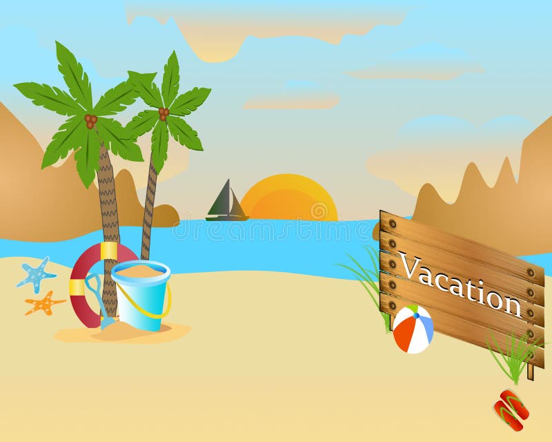 Verano vacaciones verano playa poster vector ilustración libre illustration