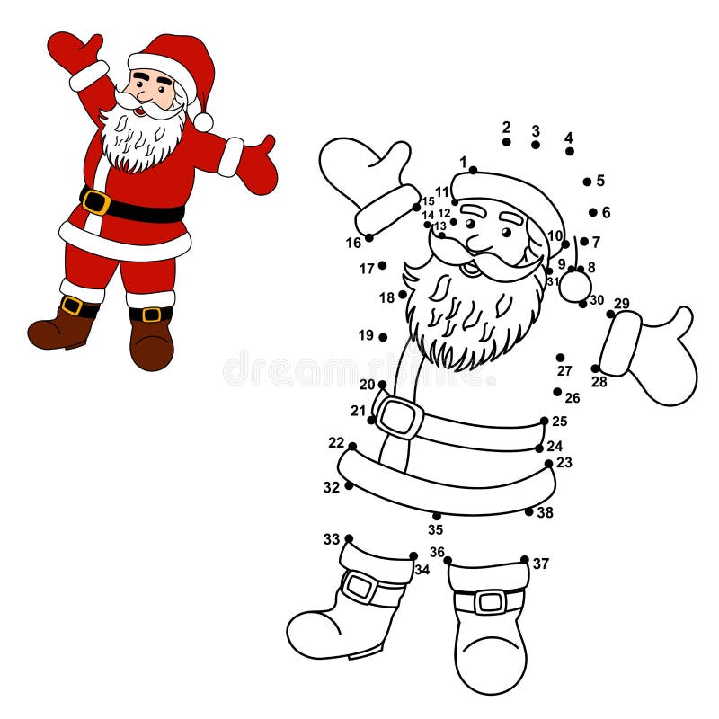 Verbind de punten om Santa Claus te trekken en hem te kleuren vector illustratie Verbind de punten om Santa Claus te trekken en hem te kleuren vector illustratie