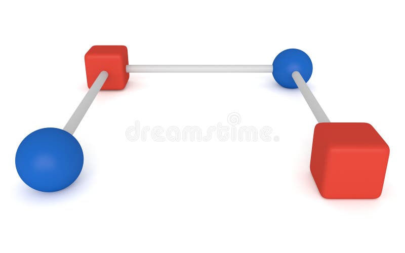 Verbinding - blauwe gebieden en rode kubussen, 3d illustratie stock illustratie Verbinding - blauwe gebieden en rode kubussen, 3d illustratie stock illustratie