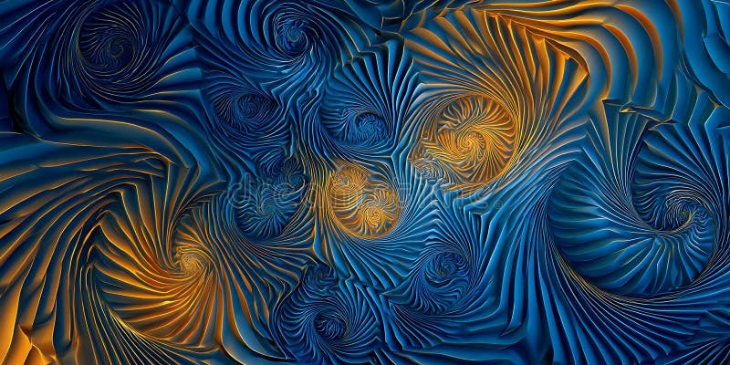 Verbluffend Abstract Art Blue en Gold Swirl Textuur royalty-vrije illustratie