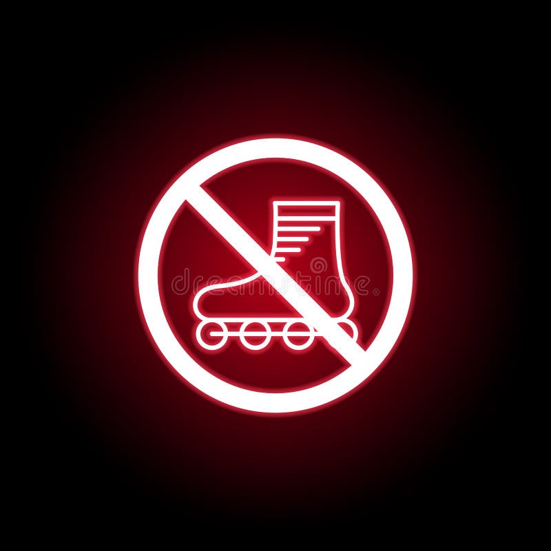 Verbotene rollerblading Ikone in der roten Neonart Kann f?r Netz, Logo, mobiler App, UI, UX verwendet werden stock abbildung Verbotene rollerblading Ikone in der roten Neonart Kann f?r Netz, Logo, mobiler App, UI, UX verwendet werden stock abbildung