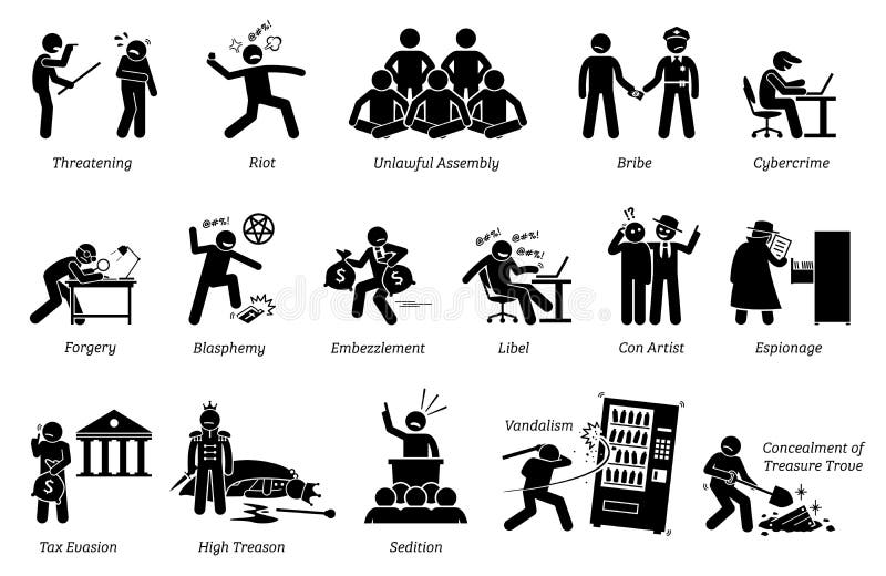 Verbrechen und Verbrecher vektor abbildung Verbrechen und Verbrecher vektor abbildung