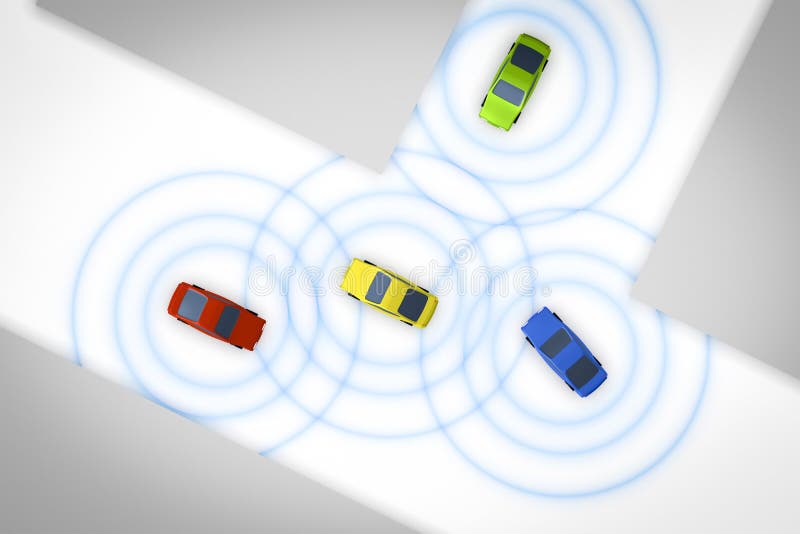Verbundene autonome Autos vektor abbildung Verbundene autonome Autos vektor abbildung