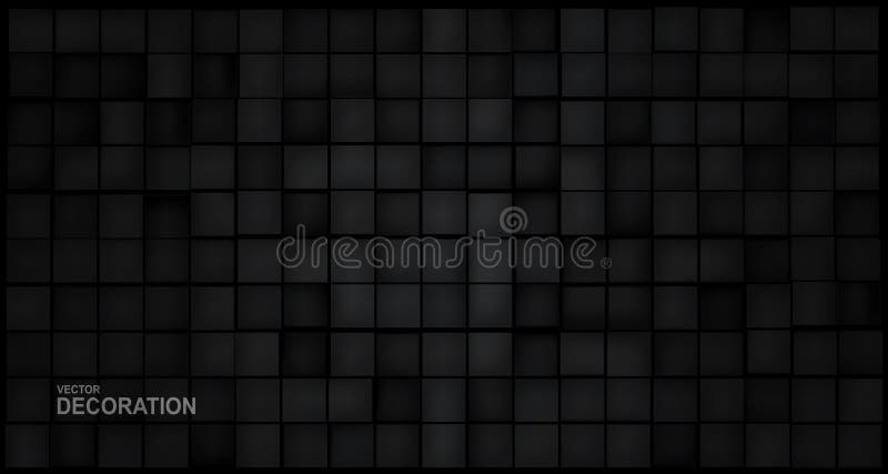 The verctor abstract 3d illustration. Black blocks on a black background
