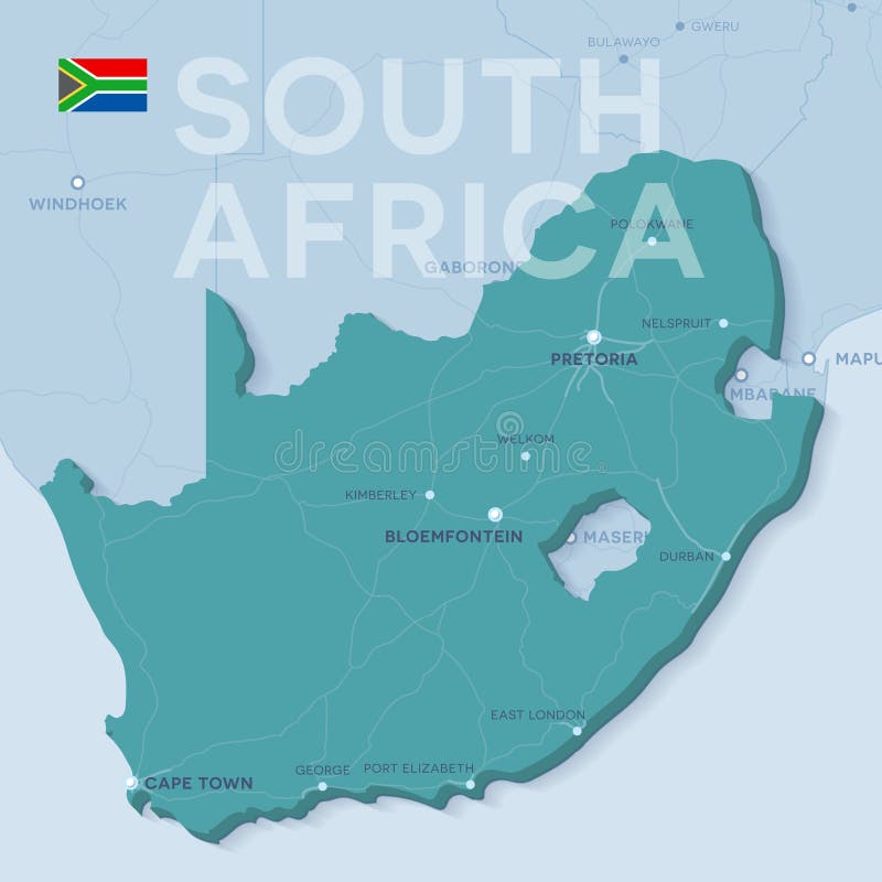 Verctorkaart van steden en wegen in Zuid-Afrika vector illustratie Verctorkaart van steden en wegen in Zuid-Afrika vector illustratie