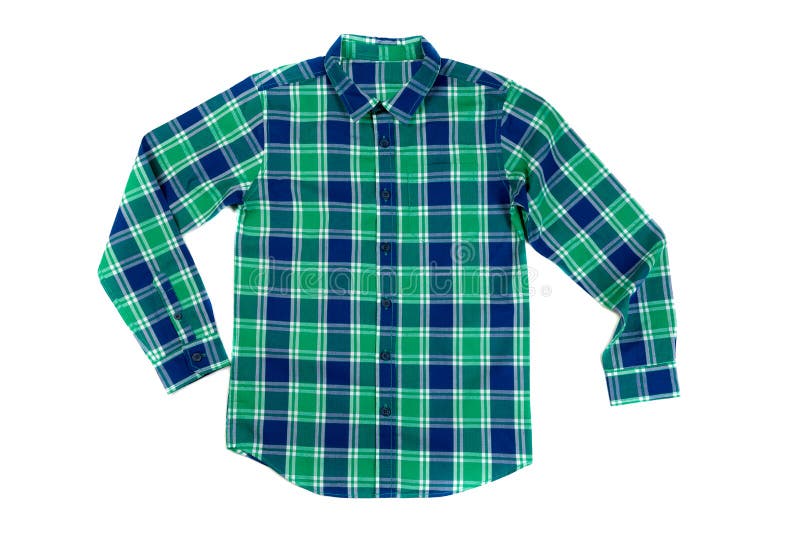 Verde Con Una Camisa Cuadros Azul En Blanco Foto de archivo - Imagen de manera, limpio: