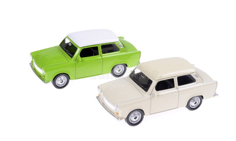 Verde del juguete del coche dos y blanco retros en el estilo 60s aislado ilustración del vector Verde del juguete del coche dos y blanco retros en el estilo 60s aislado ilustración del vector