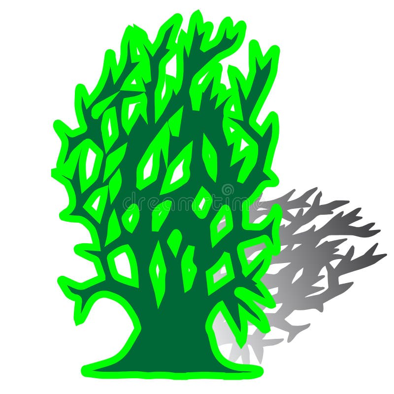 Verde dell'albero senza siluetta delle foglie illustrazione vettoriale Verde dell'albero senza siluetta delle foglie illustrazione vettoriale