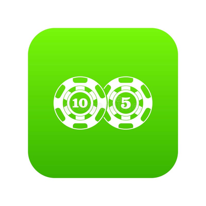 Verde digital del icono del nominal cinco y diez de las fichas de póker ilustración del vector Verde digital del icono del nominal cinco y diez de las fichas de póker ilustración del vector