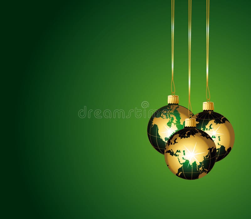 Verde y bolas de cristal de los globos del oro. ilustración del vector Verde y bolas de cristal de los globos del oro. ilustración del vector