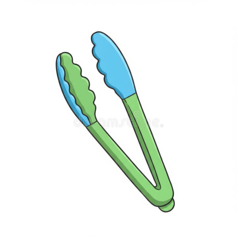 Verde și albastru din plastic Bucătărie Tongs Ilustrație stock illustration