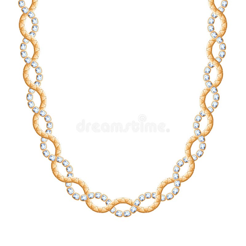 Verdraaide kettings gouden metaalhalsband of armband vector illustratie Verdraaide kettings gouden metaalhalsband of armband vector illustratie