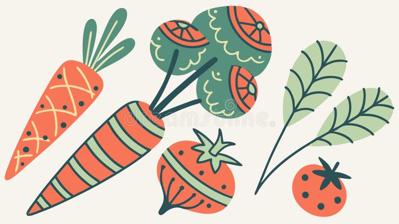 Verdure di orti freschi Carote Fragole Disegno vettore Generativo AI royalty illustrazione gratis