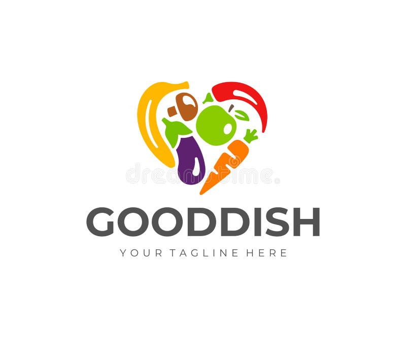 Verdure e progettazione di logo del cuore della frutta Progettazione da rivedere di vettore dell'alimento royalty illustrazione gratis Verdure e progettazione di logo del cuore della frutta Progettazione da rivedere di vettore dell'alimento royalty illustrazione gratis