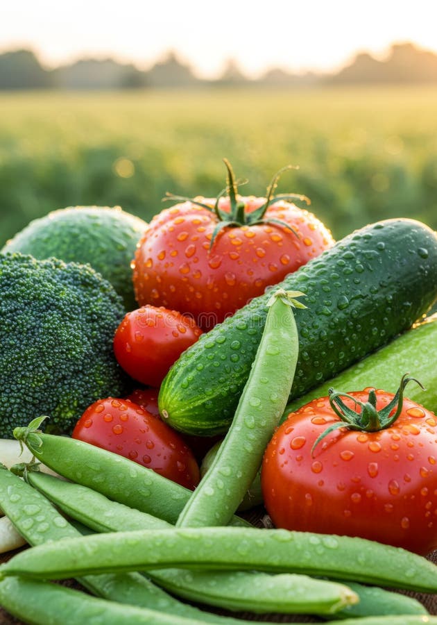 Verdure fresche di giardino al tramonto illustrazione di stock