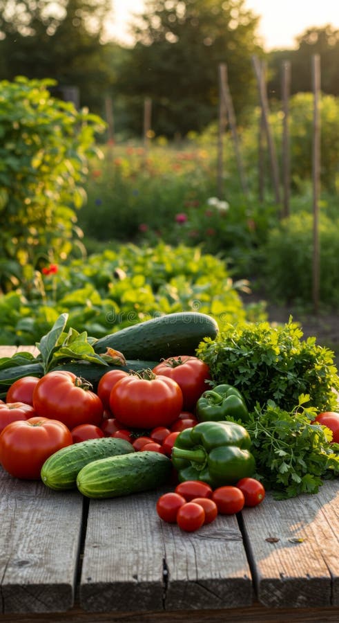 Verdure fresche di giardino sulla tavola di legno di ferro illustrazione di stock