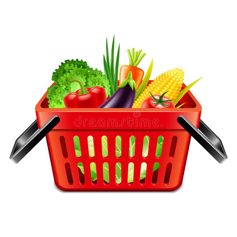 Verdure nel vettore isolato canestro del supermercato royalty illustrazione gratis Verdure nel vettore isolato canestro del supermercato royalty illustrazione gratis