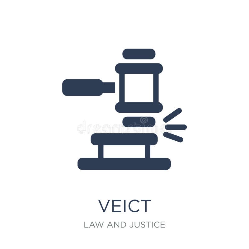 Veredict ikona Modna płaska wektorowa Veredict ikona na białym backgro royalty ilustracja Veredict ikona Modna płaska wektorowa Veredict ikona na białym backgro royalty ilustracja