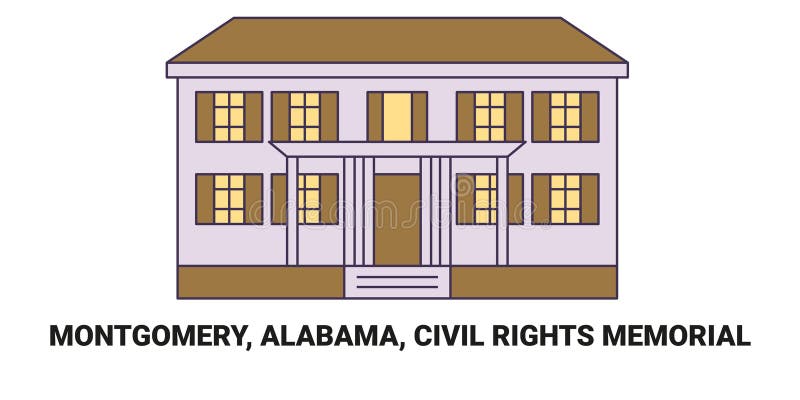 United States, Montgomery, Alabama, Civil Rights Memorial, travel landmark line vector illustration. United States, Montgomery, Alabama, Civil Rights Memorial, travel landmark line vector illustration