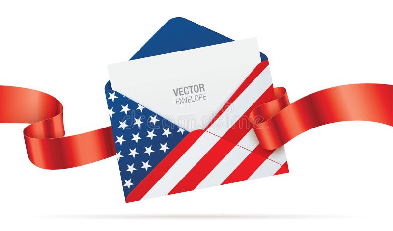 Verenigde Staten Vlag Gedrukte Geopende Envelop Met Blanco Papier Vector Illustratie - of exemplaar, geïsoleerd: