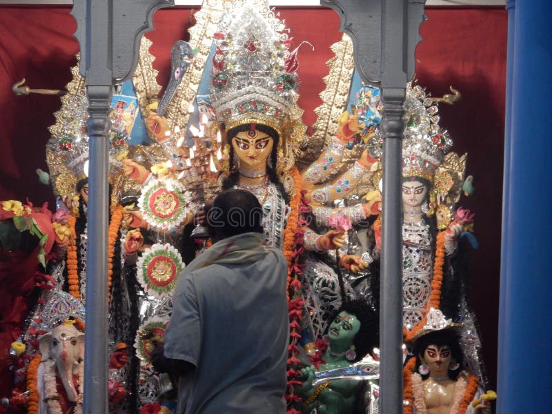 Verering van Godin Durga in Kolkata, India royalty-vrije stock afbeelding Verering van Godin Durga in Kolkata, India royalty-vrije stock afbeelding