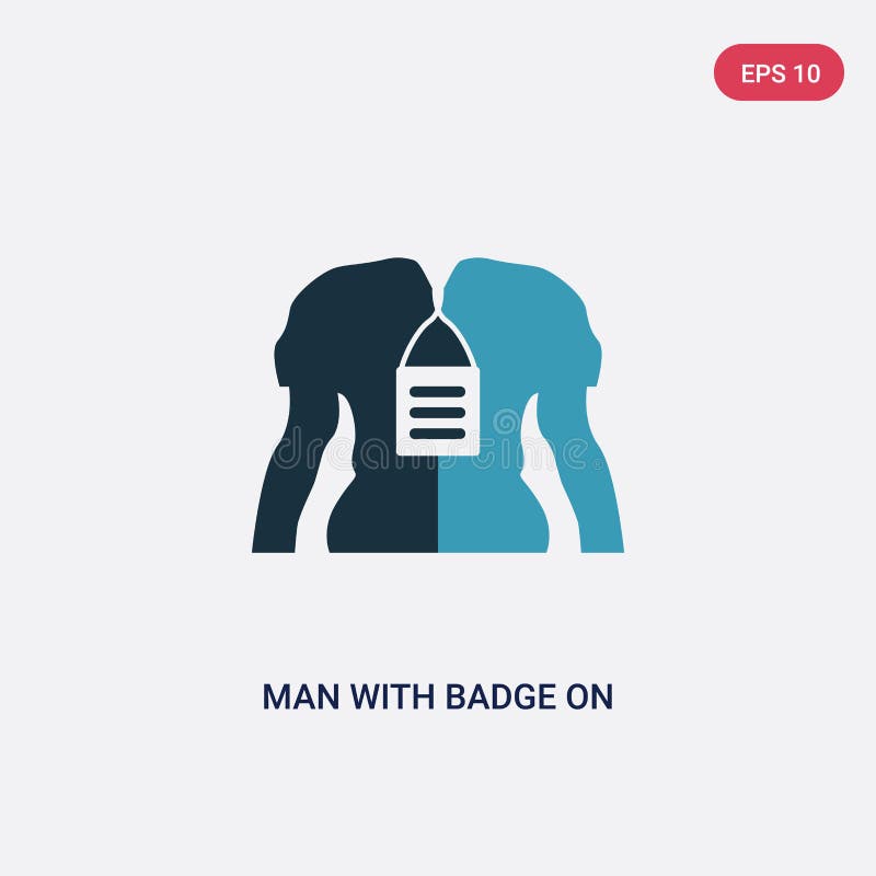 Verfhandelaar twee met kenteken op zijn cheast vectorpictogram van tekensconcept geïsoleerde blauwe mens met kenteken op zijn che royalty-vrije illustratie Verfhandelaar twee met kenteken op zijn cheast vectorpictogram van tekensconcept geïsoleerde blauwe mens met kenteken op zijn che royalty-vrije illustratie