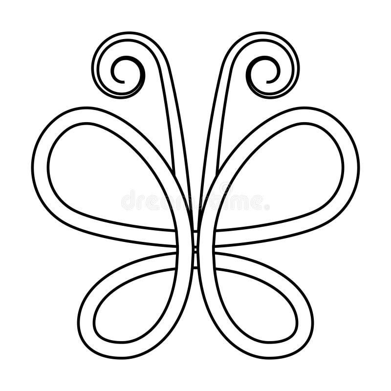 Verflechtungskonturen anmutiger Schmetterling, Vektor-Symbol-Konzept des Sommerschmetterlings