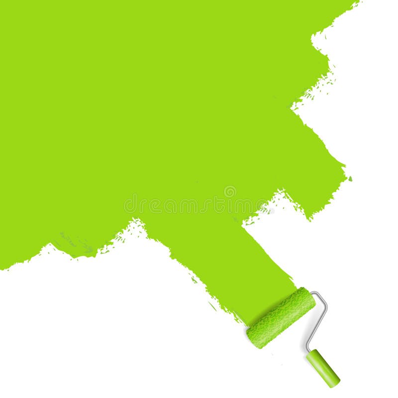 Verfrol met de groene geïsoleerde vector van de muurverf royalty-vrije illustratie Verfrol met de groene geïsoleerde vector van de muurverf royalty-vrije illustratie