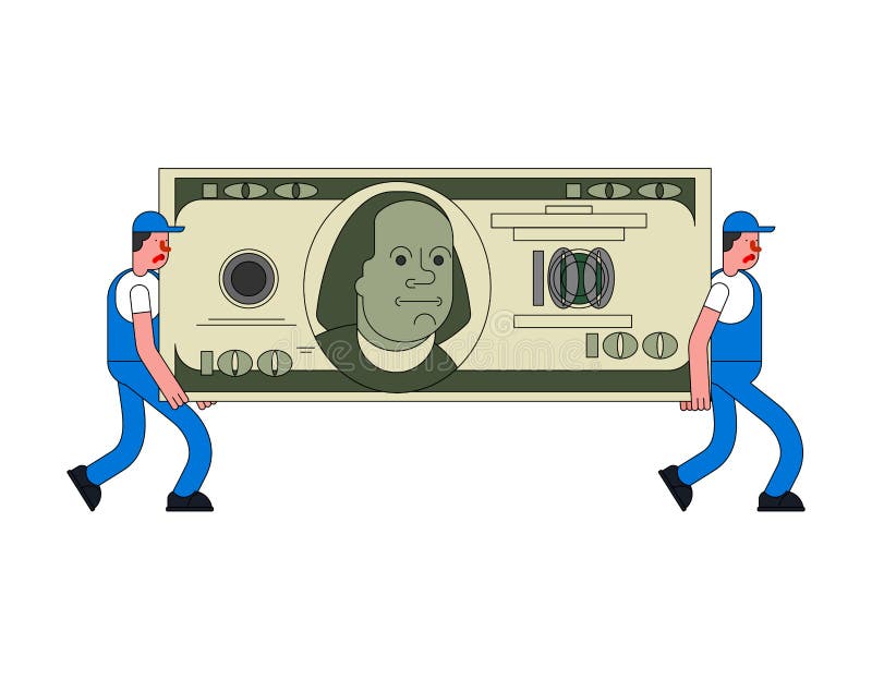 Verhuizers en groot geld De portiers dragen Grote dollar Leveringsservi royalty-vrije illustratie Verhuizers en groot geld De portiers dragen Grote dollar Leveringsservi royalty-vrije illustratie