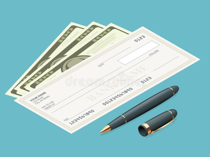 Verificação de banco com projeto moderno Ilustração lisa Livro de cheque no fundo colorido Verificação de banco com pena Conceito ilustração do vetor Verificação de banco com projeto moderno Ilustração lisa Livro de cheque no fundo colorido Verificação de banco com pena Conceito ilustração do vetor