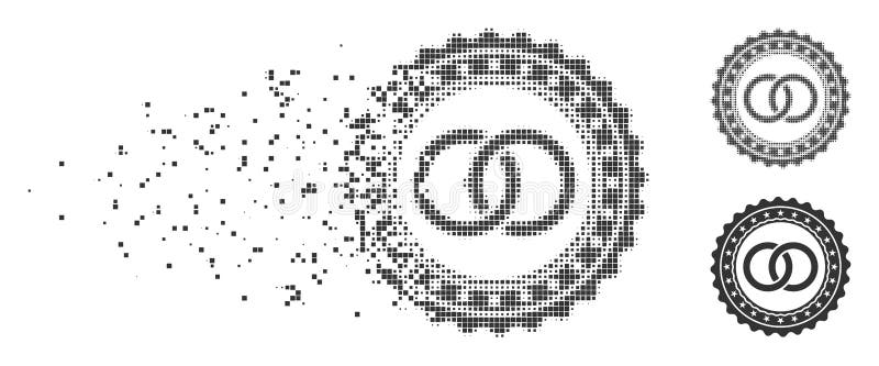 Verighetele ștampilează pictograma fragmentată pentru semiton pixeli vector illustration