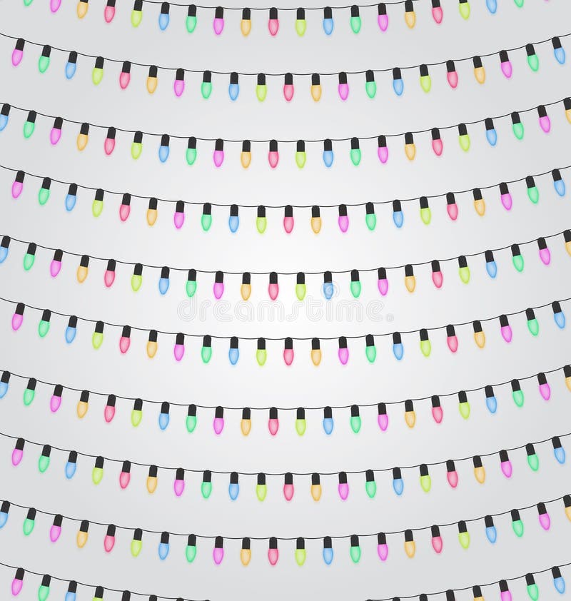 Verjaardag, vakantie, festivaldecoratie openlucht Kerstmis en Nieuwjaar de elementen van het lichtenontwerp Gekleurde slingers stock illustratie Verjaardag, vakantie, festivaldecoratie openlucht Kerstmis en Nieuwjaar de elementen van het lichtenontwerp Gekleurde slingers stock illustratie