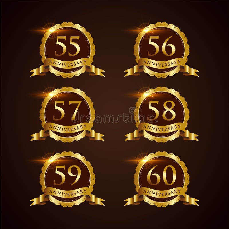 Verjaardags 55-60 Vectorillustrator Eps van het luxekenteken 10 royalty-vrije illustratie Verjaardags 55-60 Vectorillustrator Eps van het luxekenteken 10 royalty-vrije illustratie