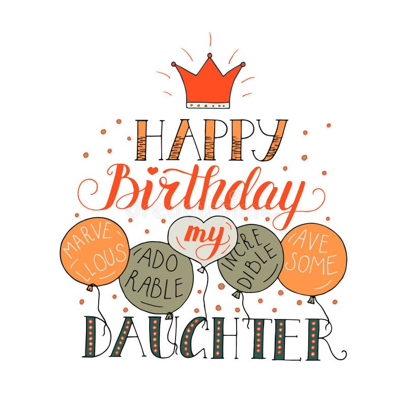 Verjaardagskaart Voor Dochter Vector Illustratie - Illustration Of  Aanbiddelijk, Leuk: 91544145