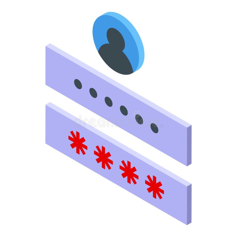 Wrong account password icon isometric vector. Login error. Data authentication problem. Wrong account password icon isometric vector. Login error. Data authentication problem