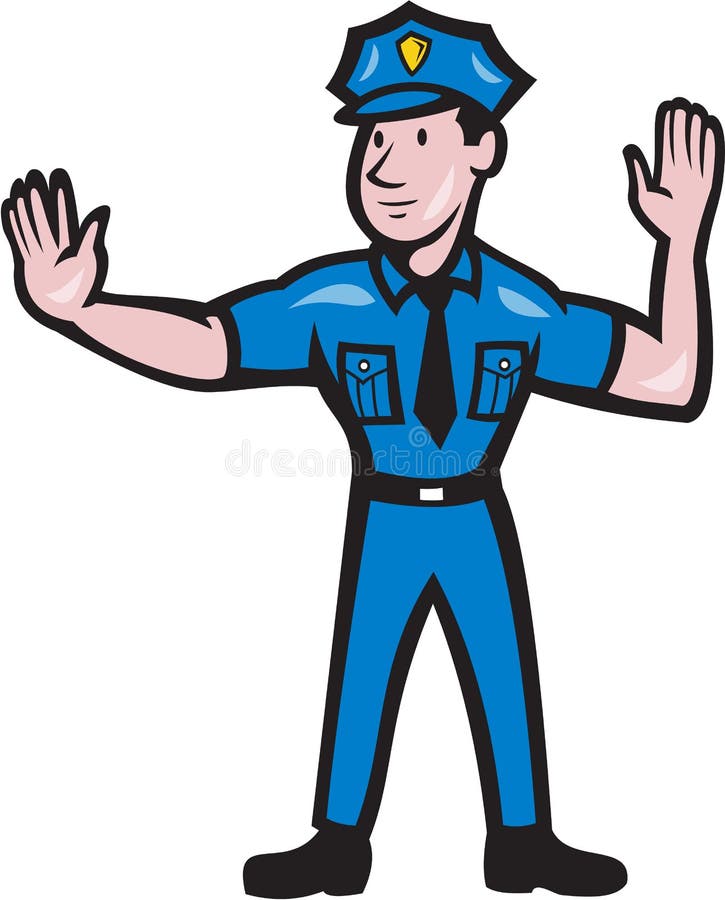 Verkehrspolizist-Endhandzeichen-Karikatur stock abbildung Verkehrspolizist-Endhandzeichen-Karikatur stock abbildung