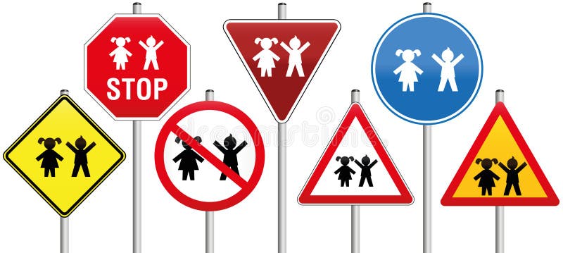 Verkehrsschild-Kinder vektor abbildung. Illustration von zicklein