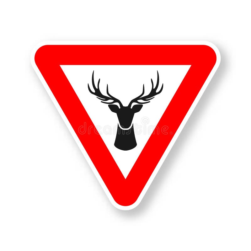 Verkehrsschild von Wildtieren Silhouette des Rotwildkopfes stock abbildung