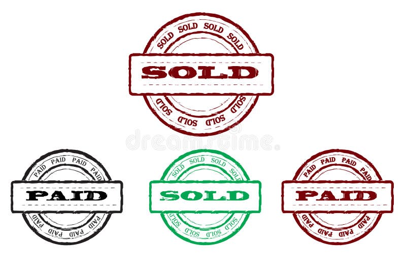 Sold and paid stamps vector illustration with grunge effect. Sold and paid stamps vector illustration with grunge effect