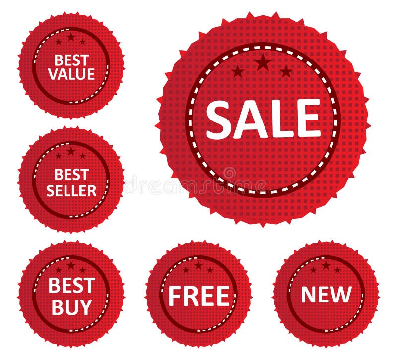 Verkoopetiketten en stickers stock illustratie Verkoopetiketten en stickers stock illustratie