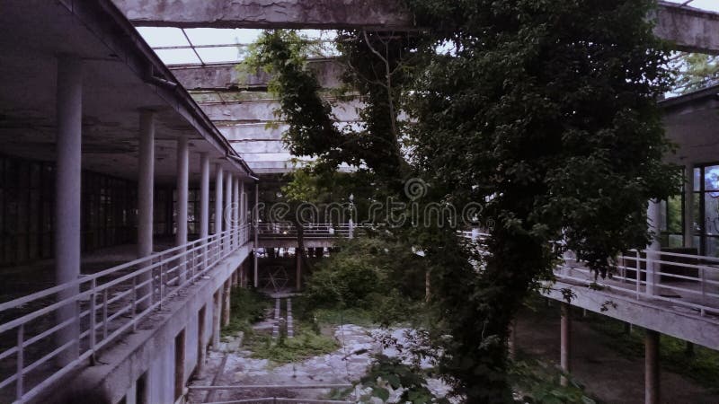 Verlaten restaurant dichtbij aan bos royalty-vrije stock afbeelding Verlaten restaurant dichtbij aan bos royalty-vrije stock afbeelding