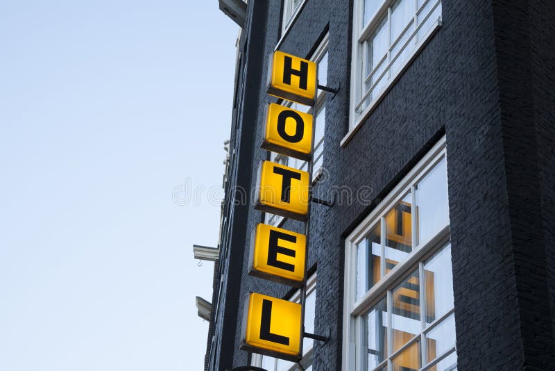Verlicht hotelteken royalty-vrije stock foto's Verlicht hotelteken royalty-vrije stock foto's