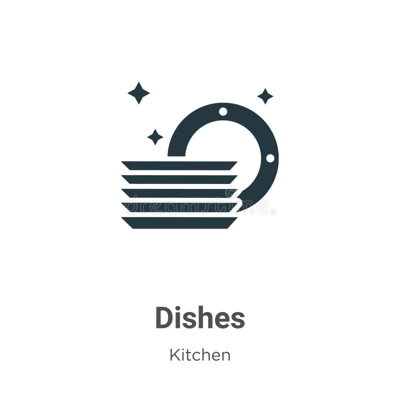 Vermaakt vectorpictogram op witte achtergrond Het symbool van het Flat vectorschotels van het symbool van moderne keukeninzamelin