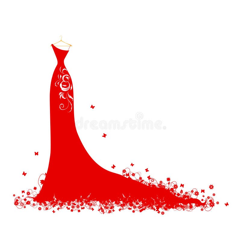 Vestido de noiva vermelho em cabides ilustração royalty free