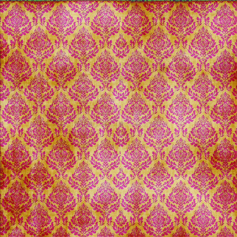 Vermelho no damasco do ouro sem emenda ilustração royalty free Vermelho no damasco do ouro sem emenda ilustração royalty free