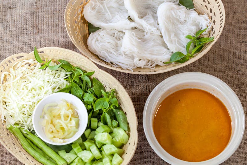Vermicelli and Thai and Sauce and Noodle and Curry Stock Image Image