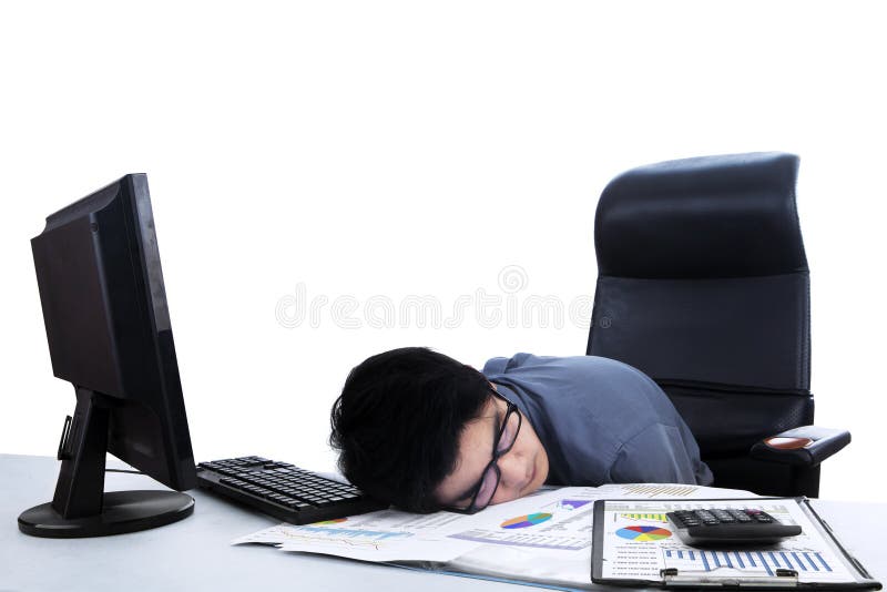 Vermoeide zakenmanslaap op het werk stock foto's Vermoeide zakenmanslaap op het werk stock foto's