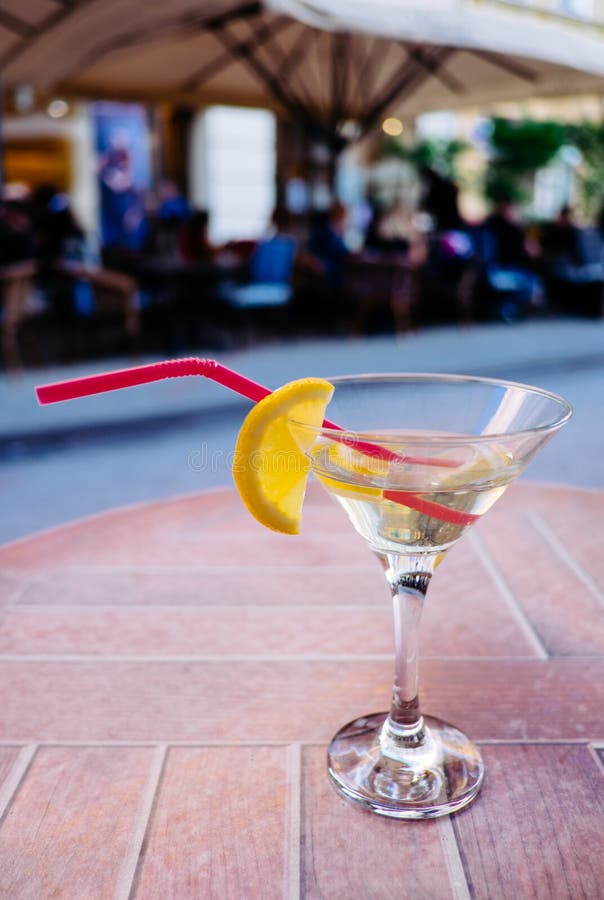 Vermouth Cocktail with Lemon in the Glass Stock Photo Image of