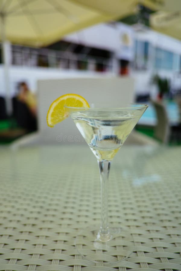 Vermouth Cocktail with Lemon in the Glass Stock Photo Image of cherry