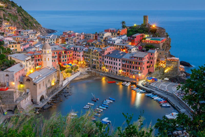 Vernazza. Ancient Italian Village on the Mediterranean Coast. Stock ...